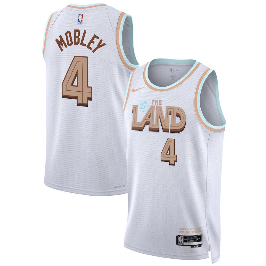 Men Cleveland Cavaliers 4 Evan Mobley Nike White City Edition 2022-23 Swingman NBA Jersey